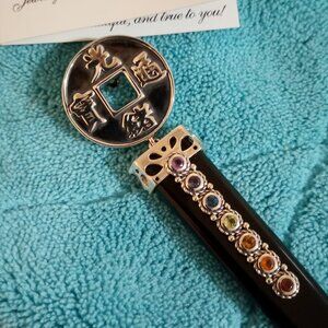 Sterling Silver and Onyx Sword Pendant with Gemstone Accents by Luv Tia